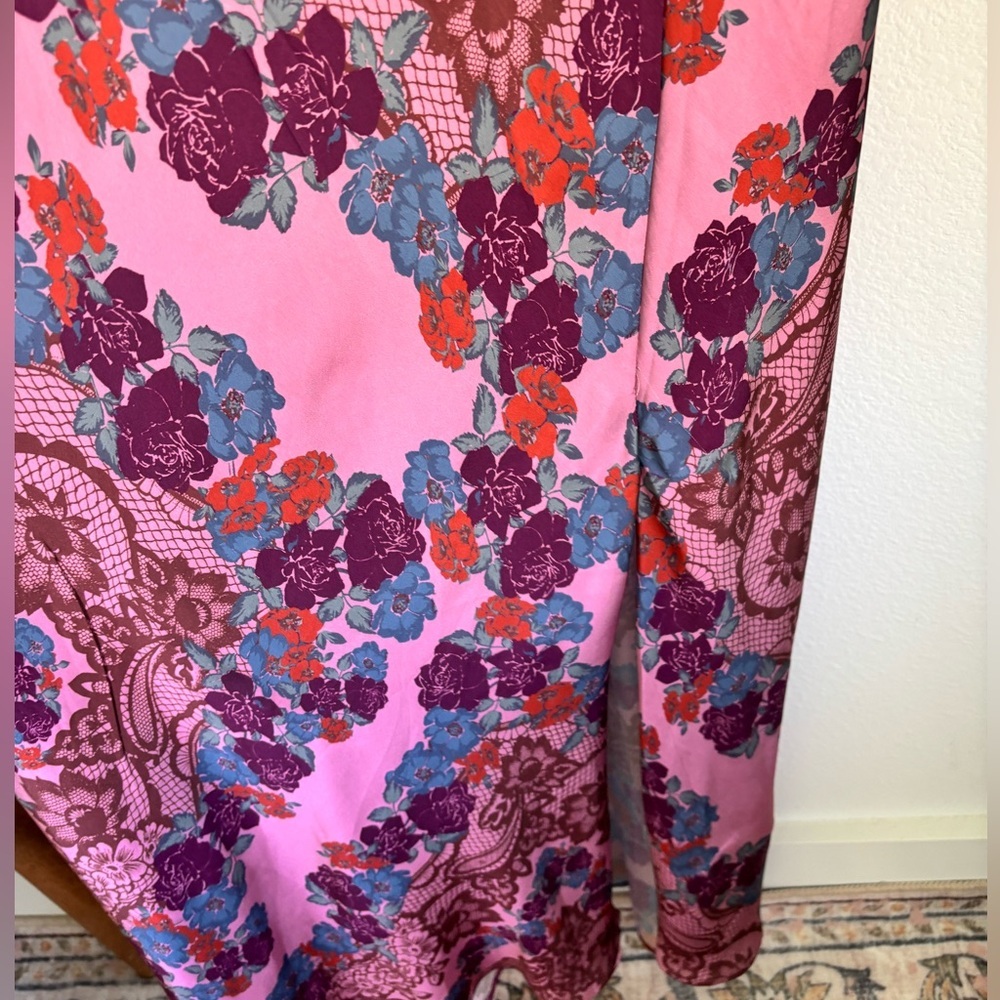 Intimately by Free People Pink Floral Lace Print Maxi Slip Dress| size m | boho - Picture 5 of 13